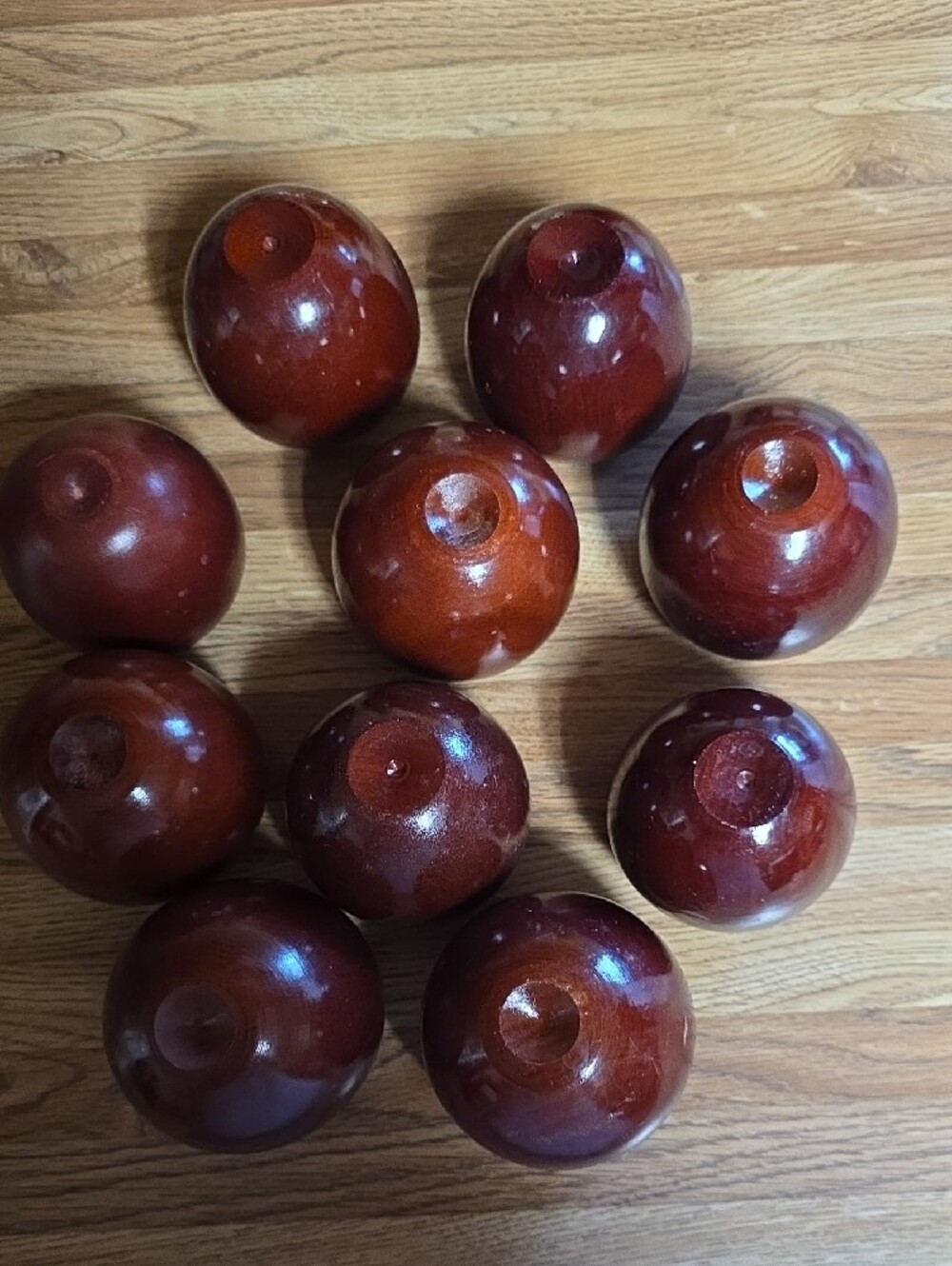 Decorative Wooden Apple Accents in Deep Brown - Set of 10 - Picture 4 of 7